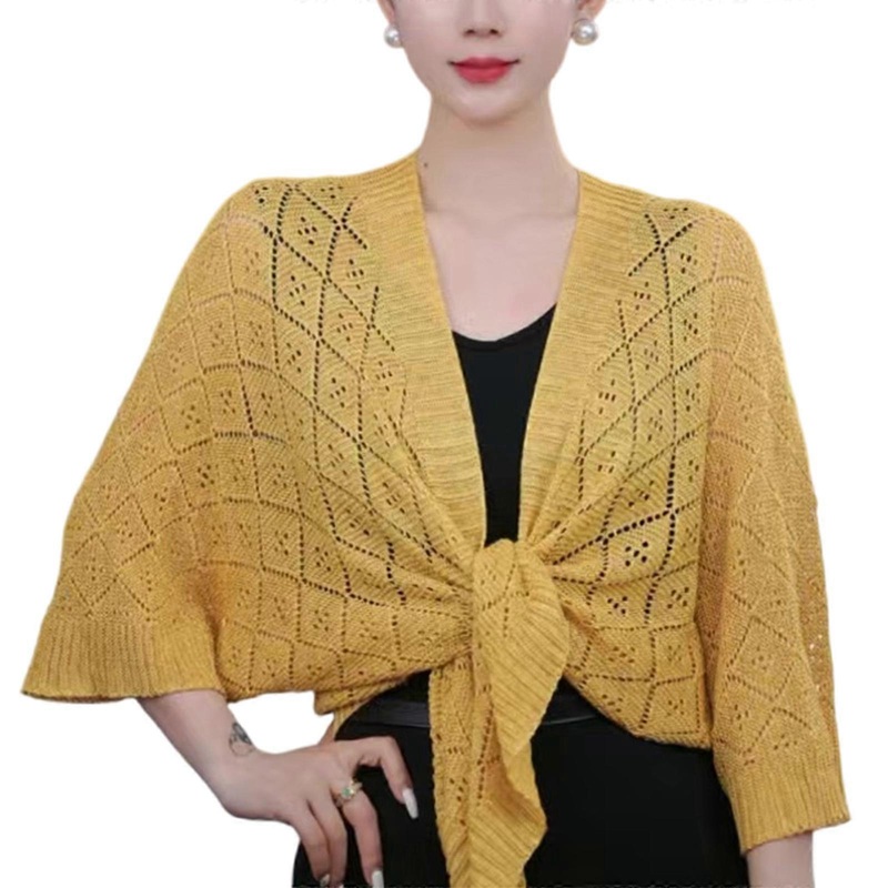 Soft Knit Summer Shawl Lightweight Breathable Design Sun Protections Wrap for Beach Vacation and Outdoor Activity  Yellow | Fruugo SG