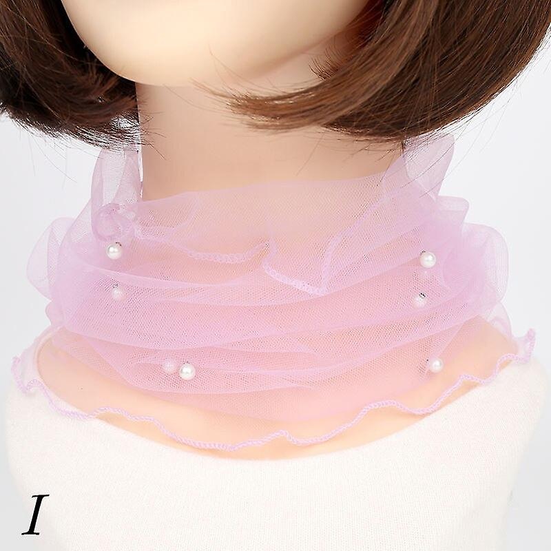 Summer New Lace Beaded Scarf For Women Elegant Mesh Pearl Scarves Female Sun Protection Fake Collar Scarves Jewelry Accessories | Fruugo SG