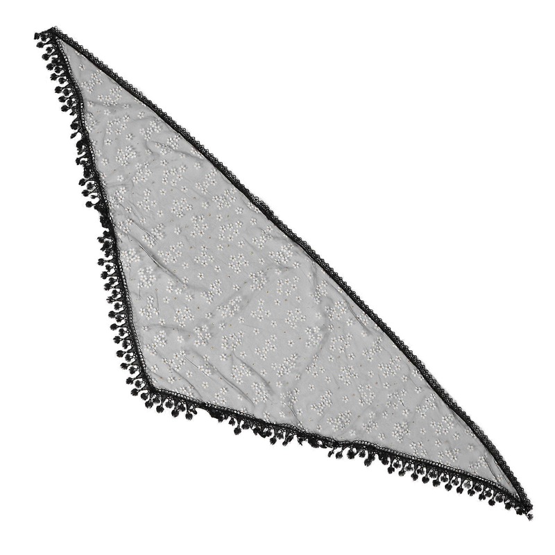 Versatile Lace Triangular Scarf For Women Black Tassel Decoration Catholic Weddings 1Pack | Fruugo SG