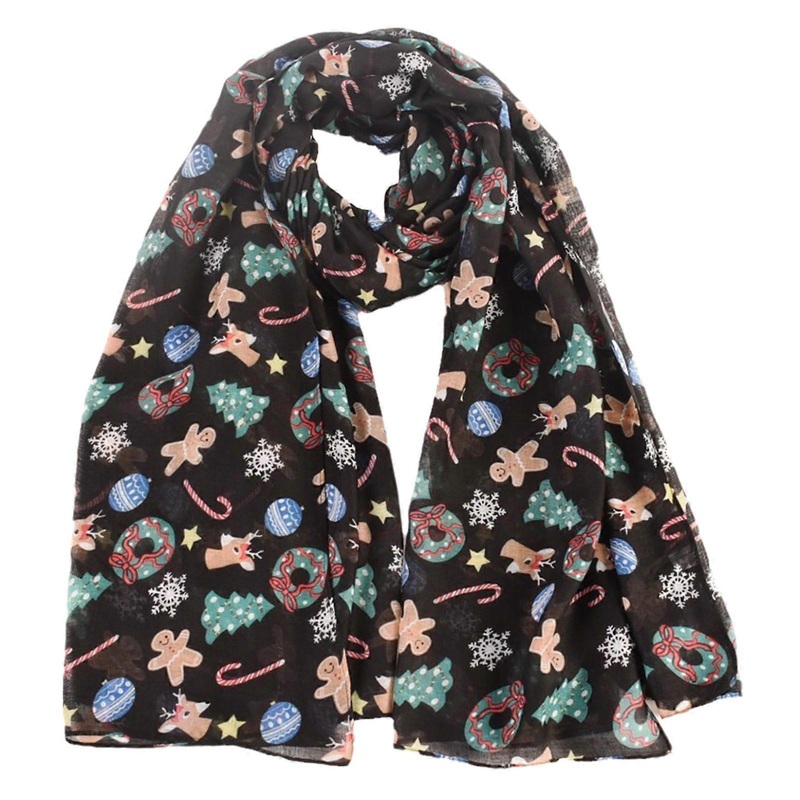 Voile Scarf Christmas Scarf Tudung Hijab Muslim Fashion Hijab Tudung Printed Shawl Voile Tudung Long Wide Headscarf  black color | Fruugo SG