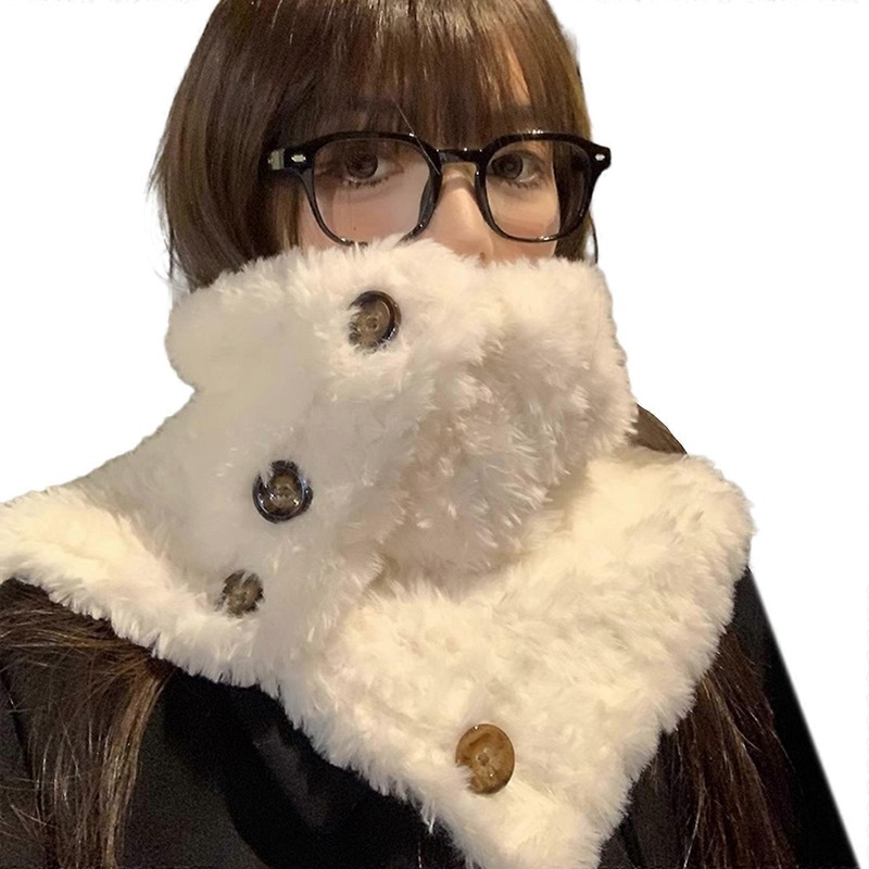 Winter Scarf for Men Woman Plush Thick Bandana Knitted Warm Solid Scarf Women Neck Warmer Thick Handkerchief Ski Mask  White | Fruugo SG