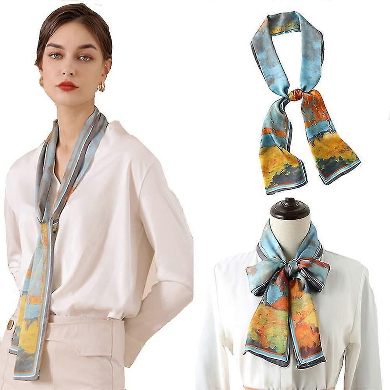 Women’s Silk Scarf Vintage Letter Print Silk Scarf Turban Ponytail Small Silk Olaof Scarf | Fruugo SG