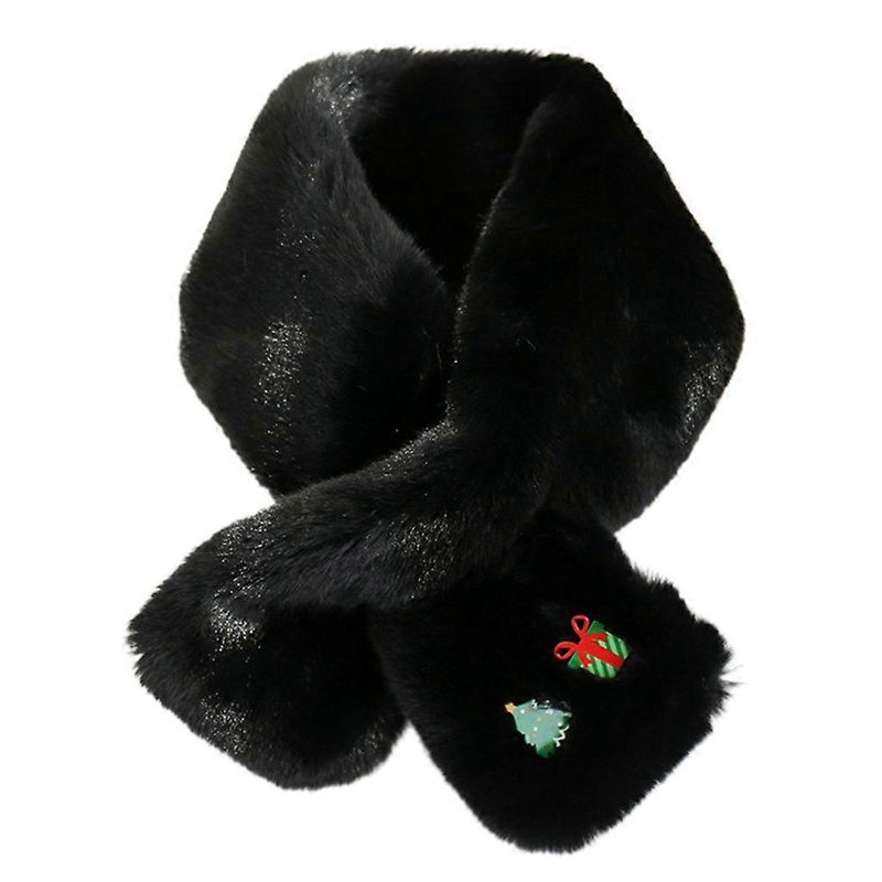 Women Winter Furry Plush Warm Loophole Scarf Christmas Cartoon Flurry Shawl Wrap  Black | Fruugo SG