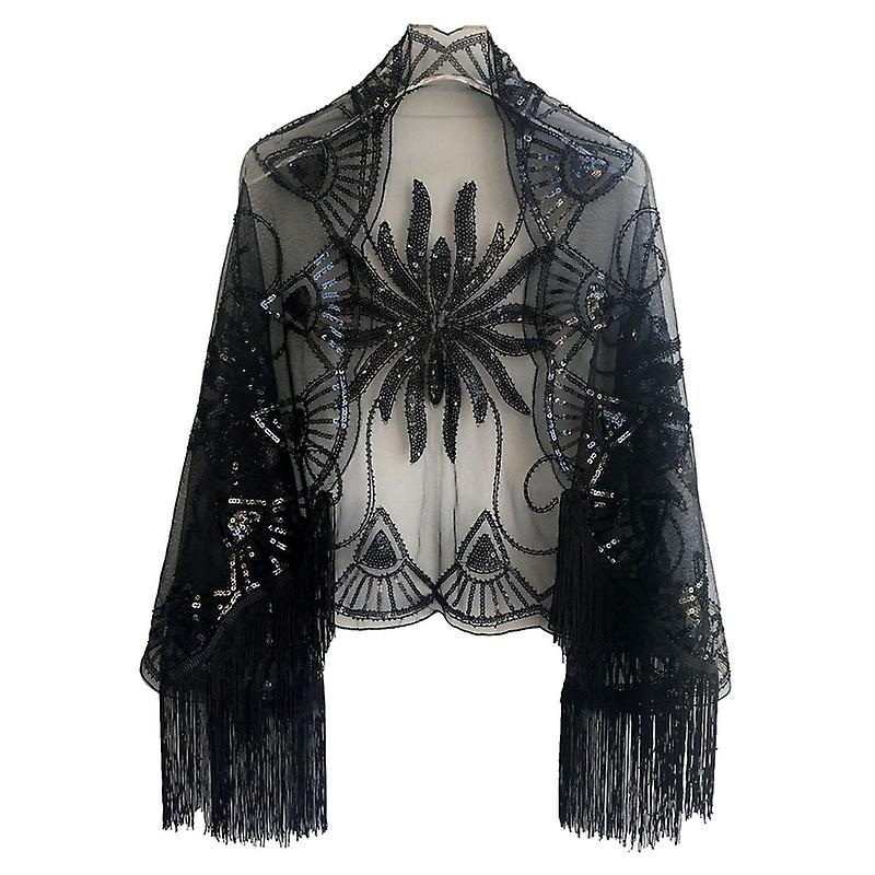1920s Sequin Beaded Shawl Wraps Fringed Evening Cape Scarf For Wedding | Fruugo SG