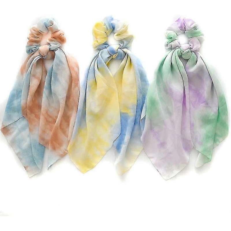 3pcs  Scarf Scrunchies Chiffon Hair Scarves Elastic Dyeing Bowknot Hair Ropes Gift | Fruugo SG