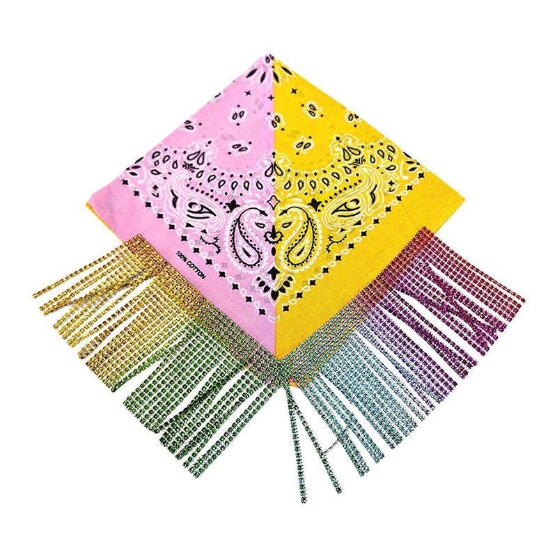 Decorative Fringe Handkerchief Hip Hop Dance Neck Scarf Skull/Unique Pattern Handkerchief for Trendy Youth 54x54cm  pinkyellow | Fruugo SG