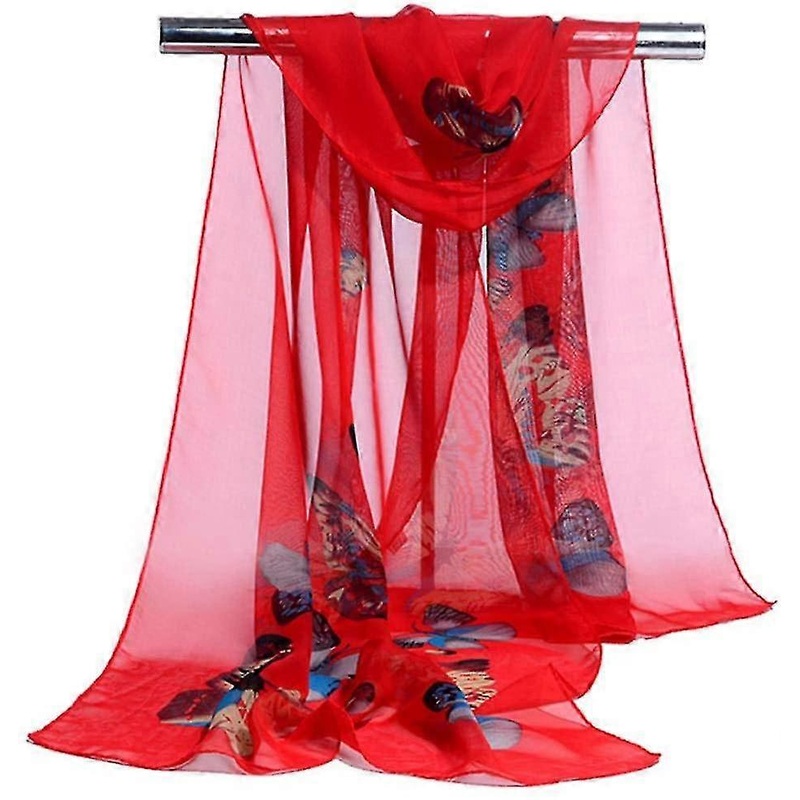Fashion Lady Women Floral Print Sheer Chiffon Soft Long Silk Scarf Scarves Sheer | Fruugo SG