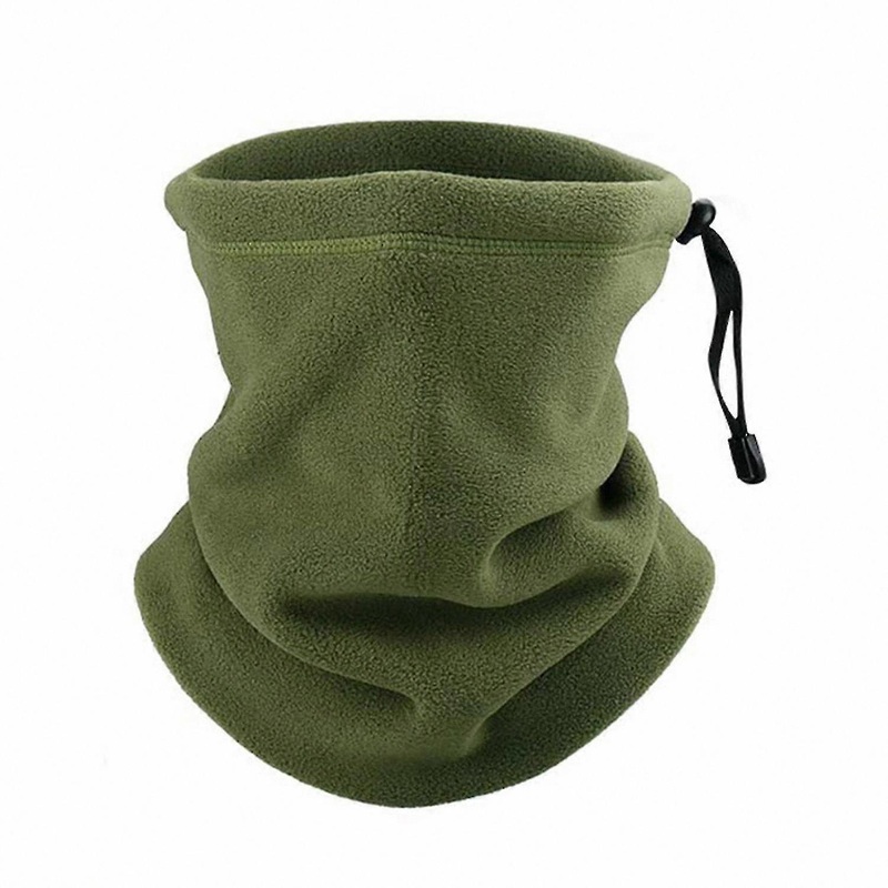 Fleece Neck Warmer with Drawstring, Solid Color Soft Gaiter for Cycling, Army Green | Fruugo SG