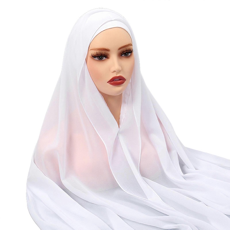 Muslims Women Kaftan Hijab Scarf Solid Color Shawl Abaya Headscarf Ethnic Hijab Headscarf Turban Headwrap for Daily Use  White | Fruugo SG