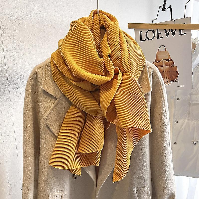 Sanzhai Style Solid Color Imitation Cotton And Linen Pleated Scarf Korean Style Western Style Shawl Pleated Warm Scarf | Fruugo SG
