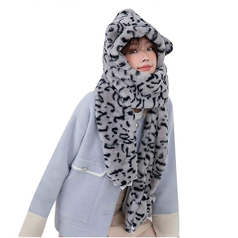 Scarfs For Women Clearance Ladies Leopard Print Scarf Three-in-one Hat Scarf With Paw Print Scarf Hat Gloves | Fruugo SG