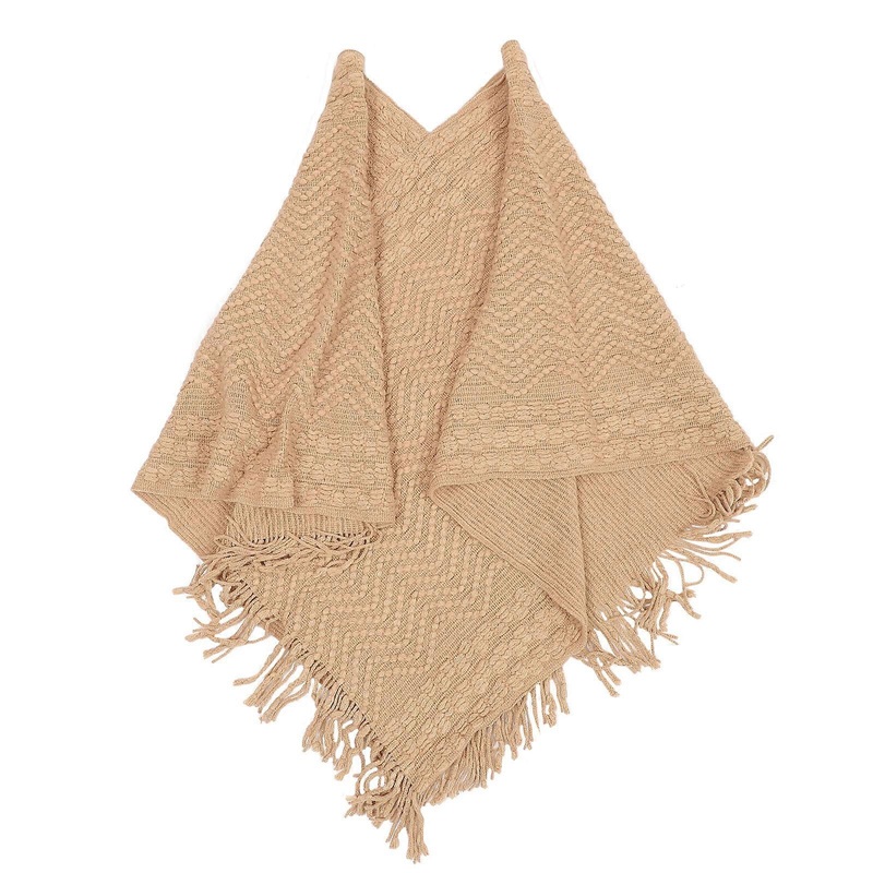 Sweater Shawl Wraps Winter Knitting Poncho Cape Blanket Khaki 85X80CM Warmth Office School 1Pcs | Fruugo SG