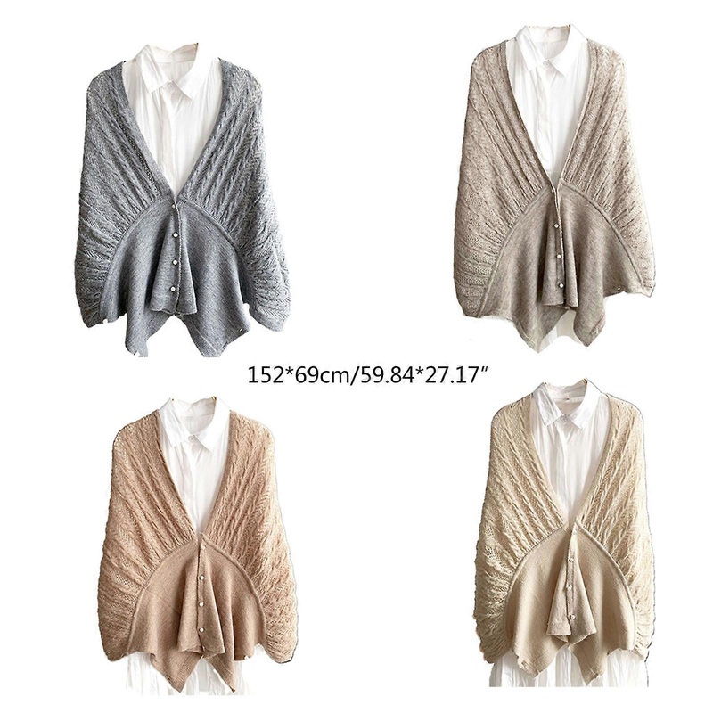 Batwing Sleeve Veste Elegant Winter Batwing Sleeves Loose Plaid Hollow Weaved One Size Capes Batwing Shawl For Women  Gray | Fruugo SG