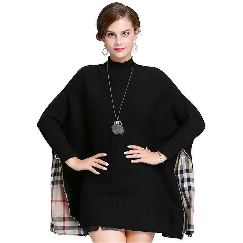 Black Loose Batwing Blouse Turtleneck Pullover Shawls for Lady | Fruugo SG