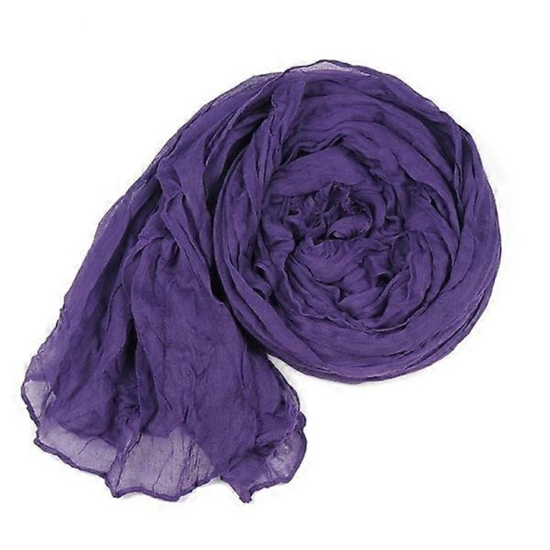 Candy Color Cotton Scarves for Women Girl Long Soft Scarf Pleated Wrap(A) | Fruugo SG