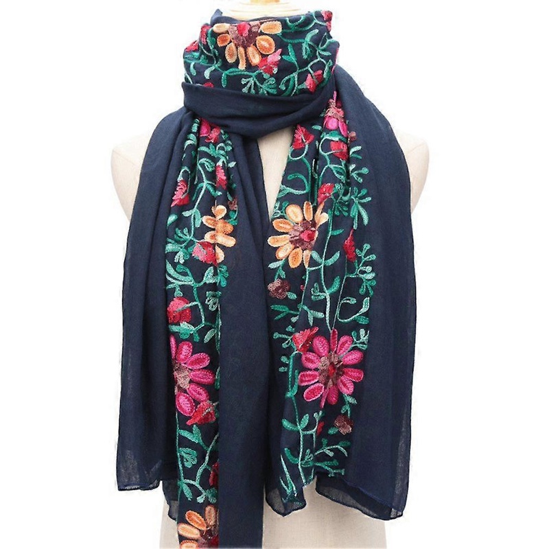 Ethnic Embroidery Scarf Travel Warm Sun Proof Shawl Cotton Linen Wrap for Lady | Fruugo SG