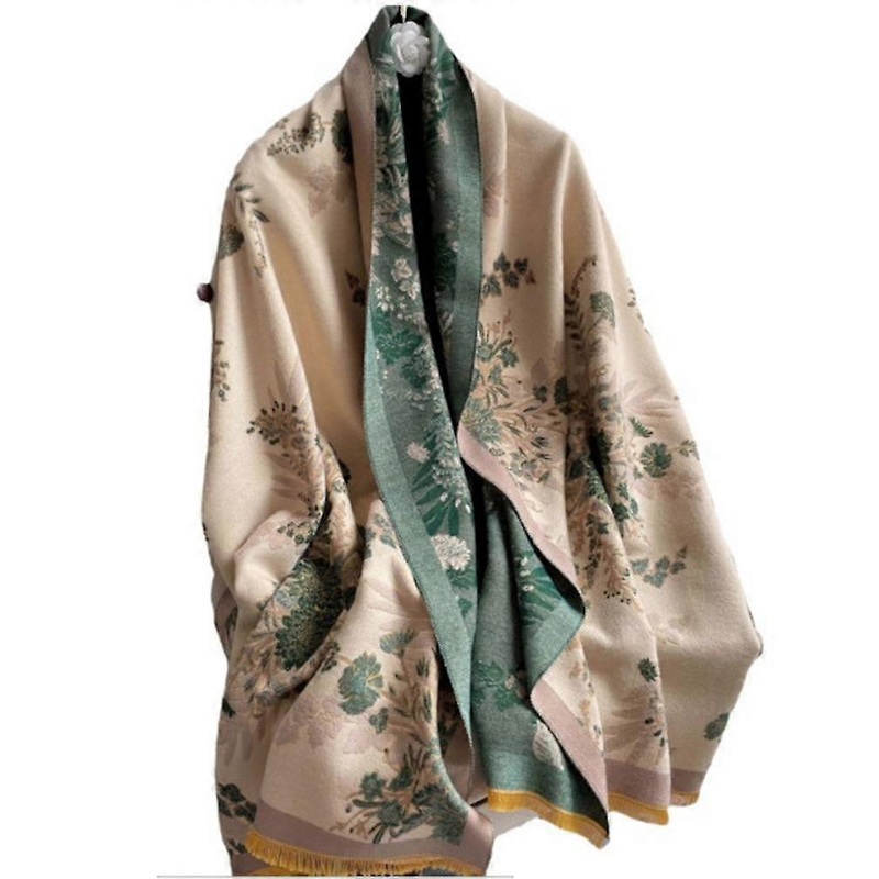 Floral Classic Pashmina Scarf Autumn Winter Jacquard Shawl Fashion Long Warm Thicken Wrap for Lady | Fruugo SG