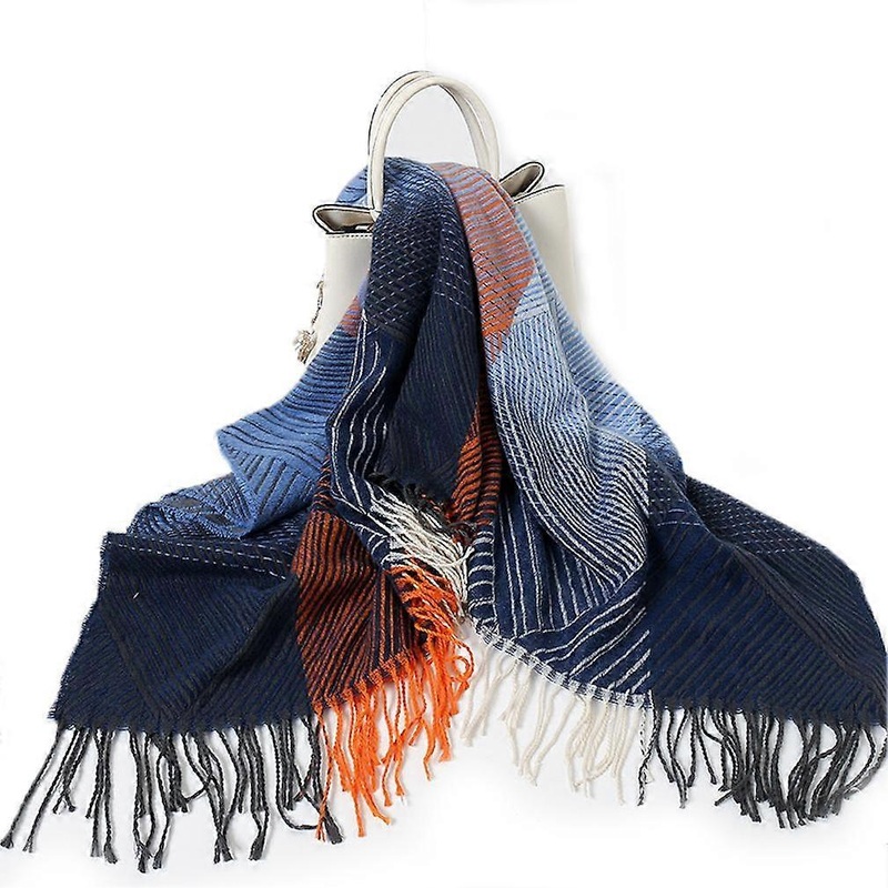 Geometric Strip Shawls and Wraps Thicken Fringed Hem Poncho Large Size for Lady | Fruugo SG