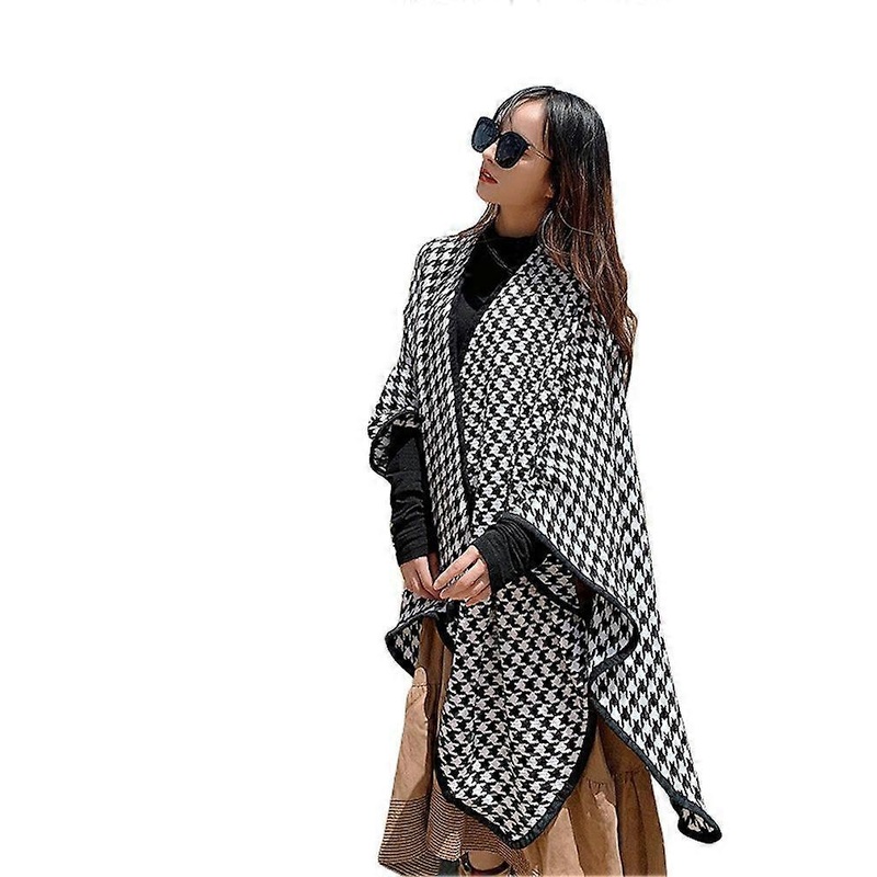 Houndstooth Shawl Wrap Open Front Poncho Pashmina Scarf for Lady | Fruugo SG