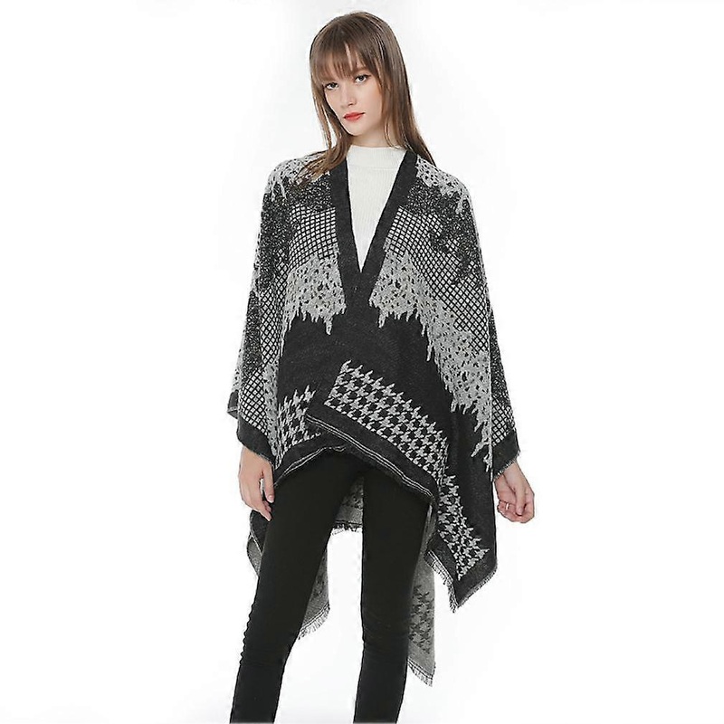 Houndstooth Thicken Shawl Scarf Open Front Poncho Winter Cardigant for Lady | Fruugo SG