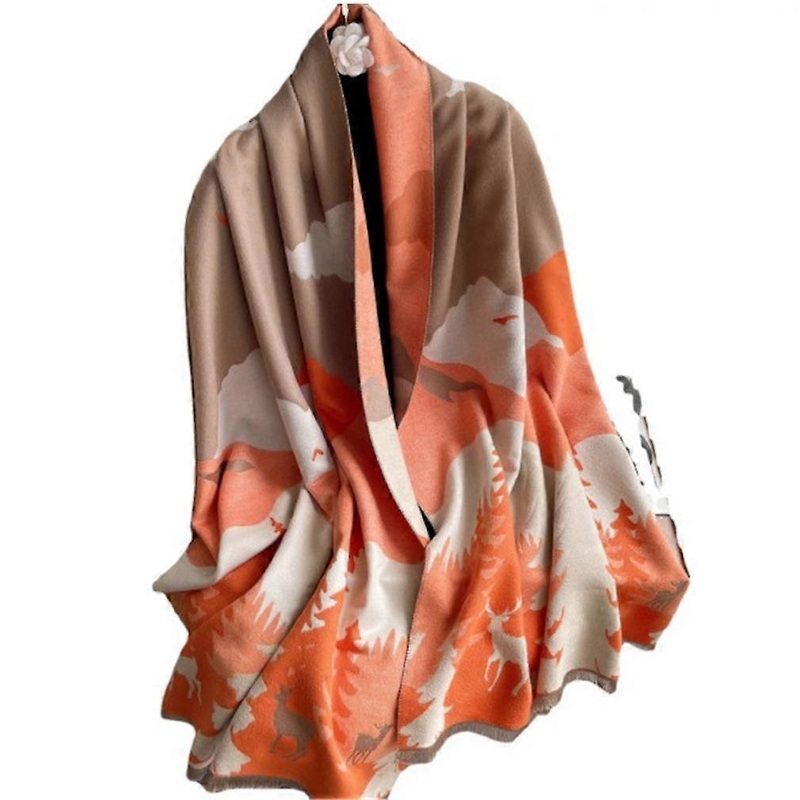 Jacquard Pashmina Scarf with Landscape Pattern Long Travel Shawl Fashion Thicken Warm Wrap for Lady | Fruugo SG