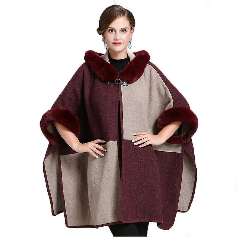 Ladies’ Hooded Long Wraps Shawls with Faux Fur Trimming Crochet Loose Cardigan for Lady | Fruugo SG