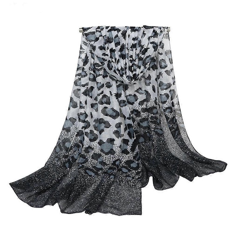 Leopard Print Cotton Linen Scarf Gradient Neck Wrap Thicken Shawl for Lady | Fruugo SG