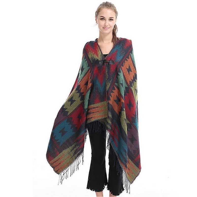 Long Autumn Winter Hoodie Poncho Warm Shawl Wrap with Tassel | Fruugo SG