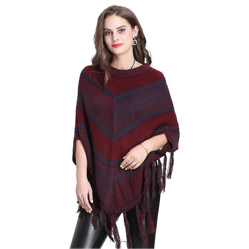 Long Cape with Fringed Hem Crochet Poncho Knitting Patterns for Women | Fruugo SG