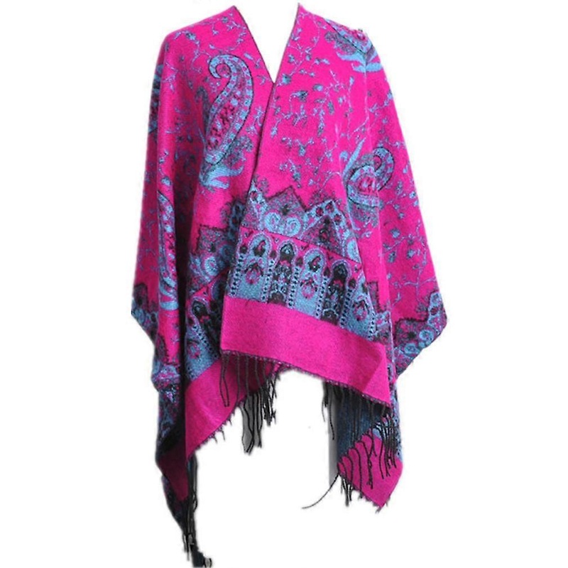 Pashmina Scarf Warm Shawl Wrap Open Front Poncho with Tassel for Lady Ethnic Style | Fruugo SG