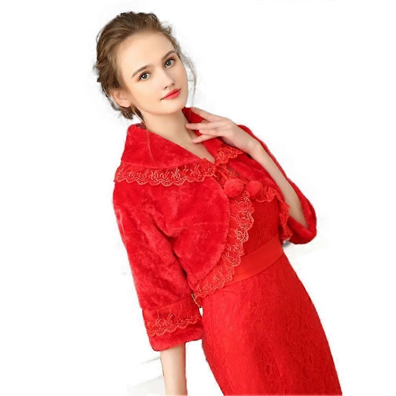 Red Bridal Winter Classic Faux Fur Capelets Shawls Soft Wedding Shoulder Cape Wraps Tippet Stoles | Fruugo SG