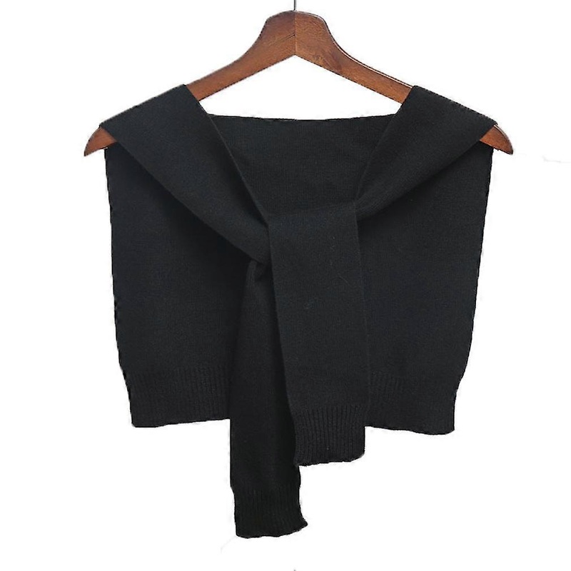 Short Poncho Solid Black Knitting Shawl Wrap for Women | Fruugo SG