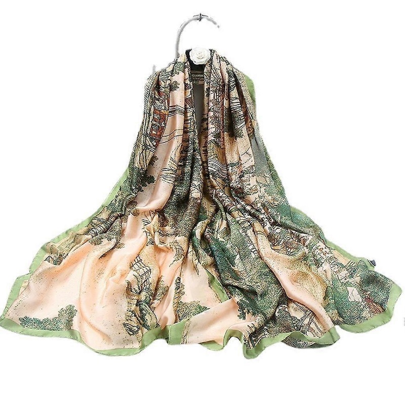 Silky Scarf with Riverside Scene at Qingming Festival Pattern Summer Shawl Wrap Beach Sun Proof Cover up for Lady | Fruugo SG