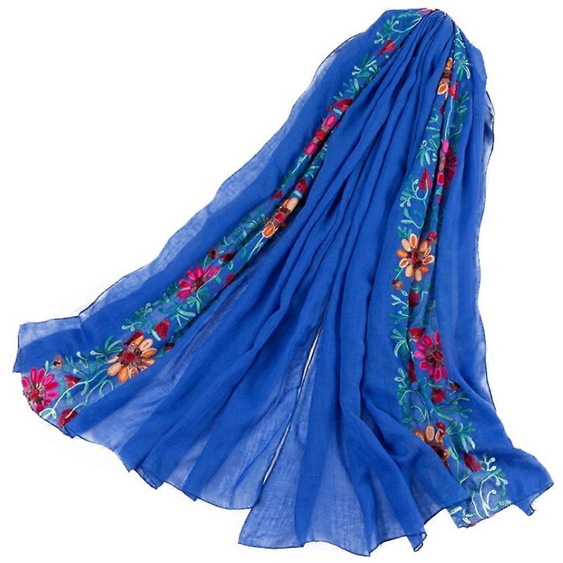 Soft Shawl Wraps Women Floral Shawl Royal Blue Cotton Linen Multi-Function present Giving 1Set | Fruugo SG