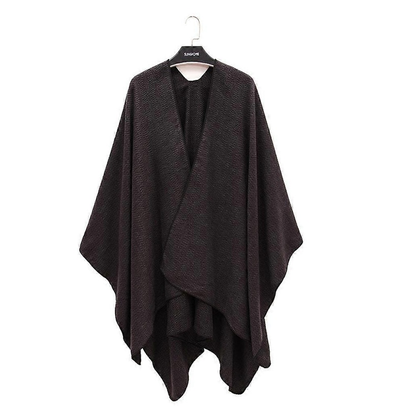 Solid Black Shawl Wrap Lady Thicken Poncho Pashmina Cardigant | Fruugo SG