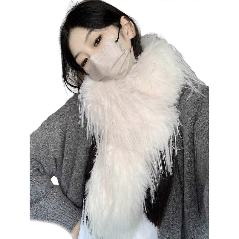 Versatile Furry Scarf Versatile Long Scarf Women Scarf Thickened Furry Scarf for Winter Fashionable Furry Warm Scarf  White | Fruugo SG