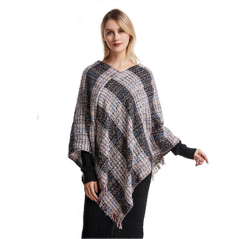 Warm Loose Shawl Pullover Kniting Poncho with Tassel Batwing Blouse for Lady | Fruugo SG