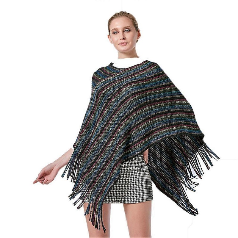 Warm Loose Shawl Pullover Kniting Poncho with Tassel for Lady | Fruugo SG