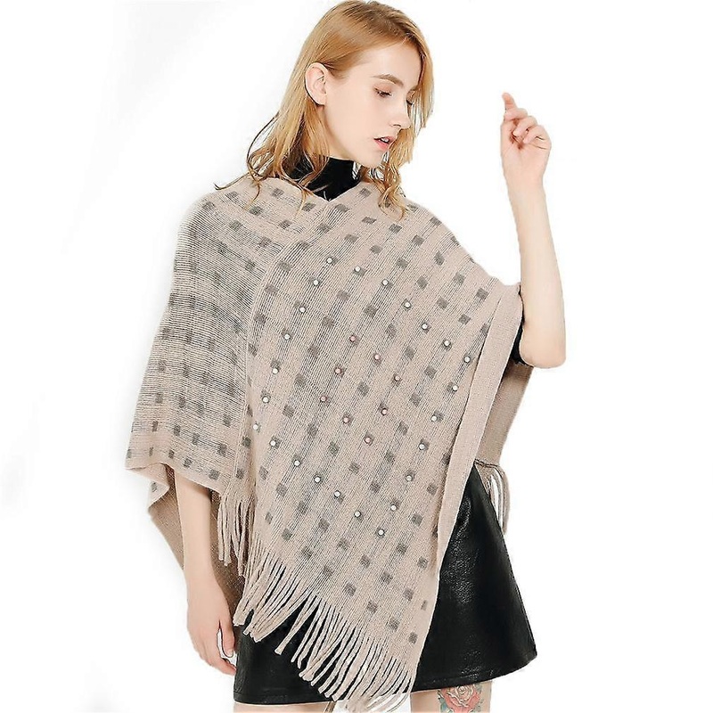 Warm Shawl Pullover Poncho Winter Coat with Tassel for Lady | Fruugo SG