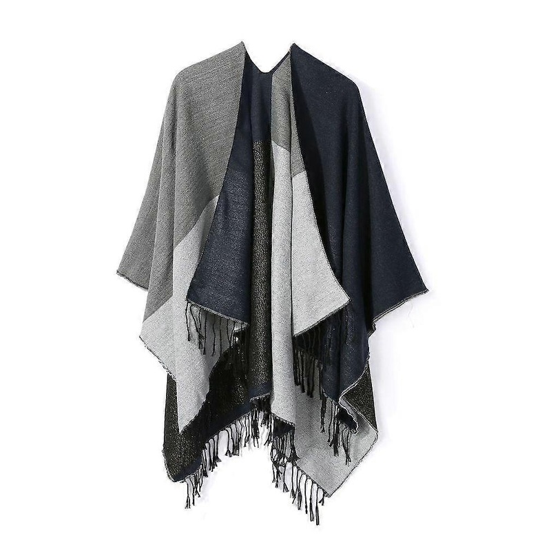 Warm Shawl Scarf Open Front Poncho Winter Cardigant with Tassel Ethnic Style for Lady | Fruugo SG