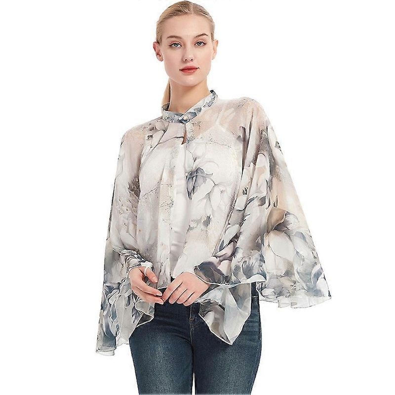 Women’s Flowered Chiffon Poncho Top Sun Protective Shawls for Lady | Fruugo SG
