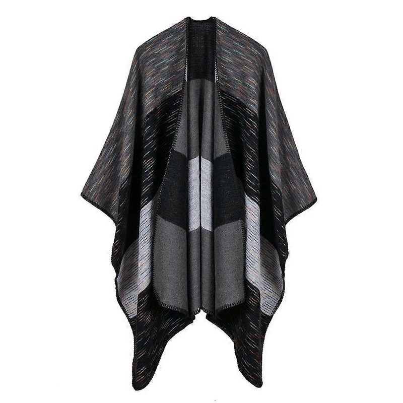 Women’s Jacquard Poncho Blanket Thicken Shawl Wrap Cardigan Coat Cashmere Feel | Fruugo SG