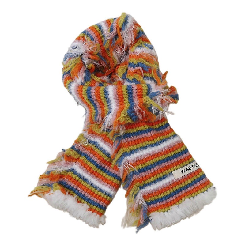 Women Y2k Style Scarf Winter Striped Scarf Lady Dopamine Look Scarf Casual Travel Shopping Taking Photo Scarf for Teens  Yellow orange | Fruugo SG