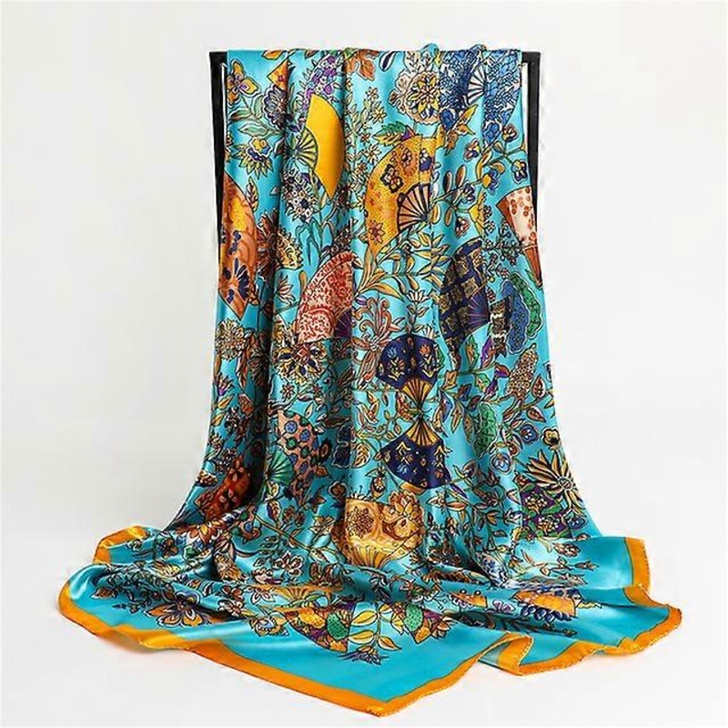 2022 New Silk Square Neck Scarves Women Satin Under  Accessories Headband Bandana Shawl Wrap Malasia Turban 90cm*90cm | Fruugo SG