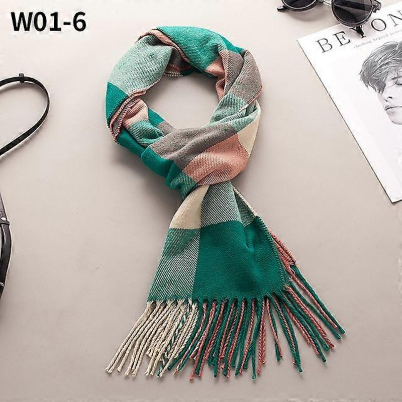 Cashmere Plaid Pashmina Scarf Women Knitting Warm Thick Scarves Tassel Shawl Winter Outdoor Party Decorate Lady Towel | Fruugo SG