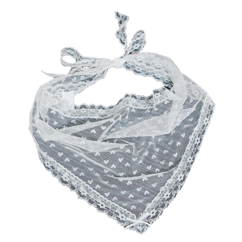 Fashionable Triangular Hair Scarf with Elegant Heart/Bowknot Pattern Lace Head Wrap Kerchief for Youth Women Vacation Wear | Fruugo SG