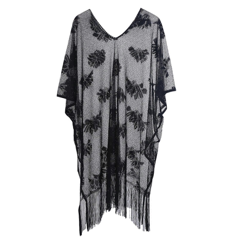 Fashionable Women’s Shoulder Wrap See Through Shawl Decorative Bikini Cover Up Breathable Sun Protections for Beach  Black | Fruugo SG