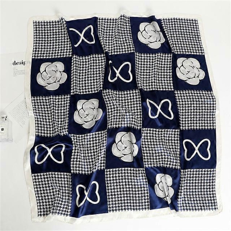 Flower Print Shawl Silk Square Scarf For Women Hair Bands Neckerchief Female Head Wraps Headband Foulard Satin Hijab Bandana | Fruugo SG