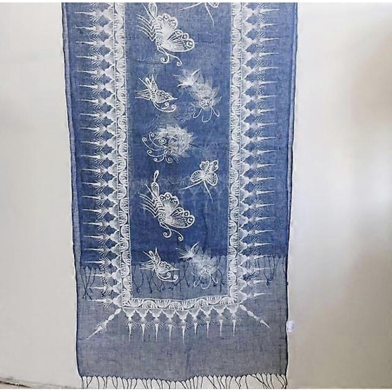 Gradient Blue Color Linen Soft Scarves Women Tie Dyed Ethnic Design Scarf Summer Travel Sunscreen Long Shawl 60x185cm | Fruugo SG