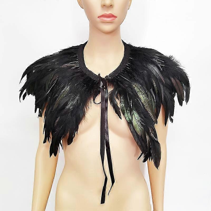 iridescent rooster feather shawl gothic feather cape fake collar | Fruugo SG